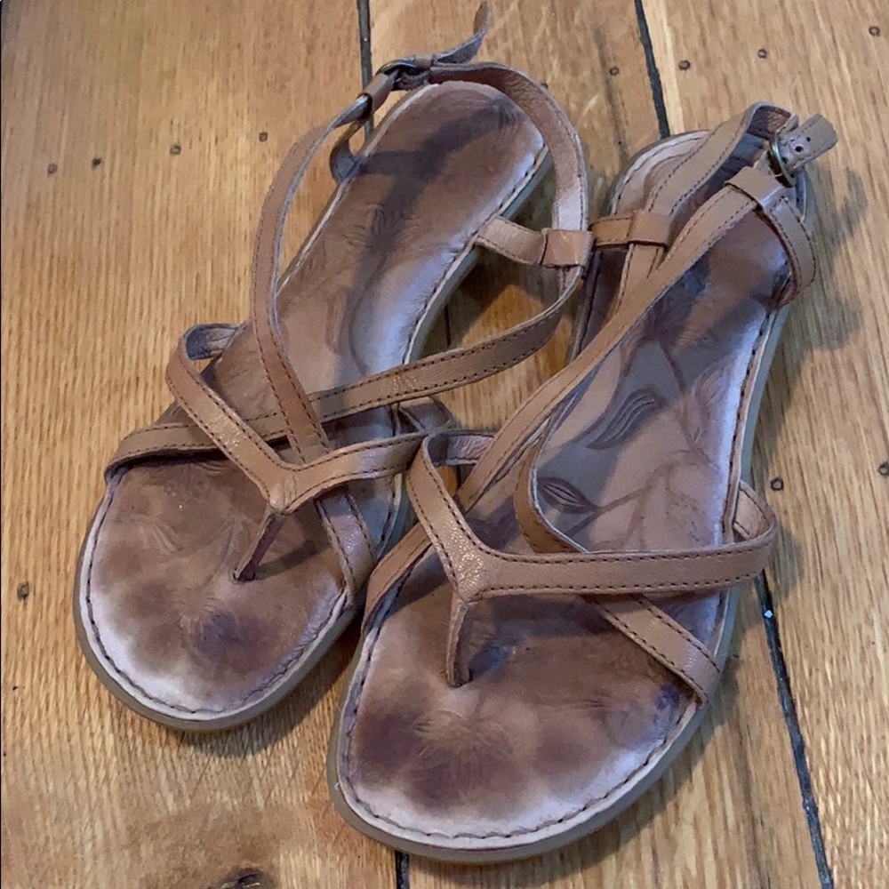 Light brown, Born strappy sandals, size 7.